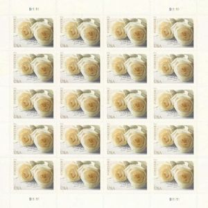 COPY - Set of 200 white roses unused wedding stamps
